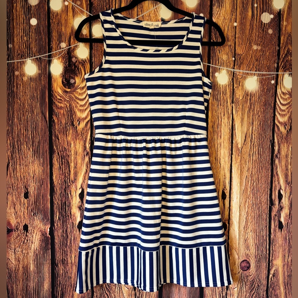 Olive & Oak Blue and White Striped Mini Dress